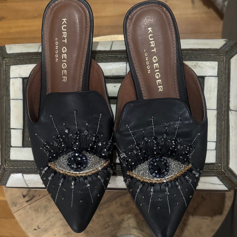 Kurt Geiger Black Eye Embellished Mules